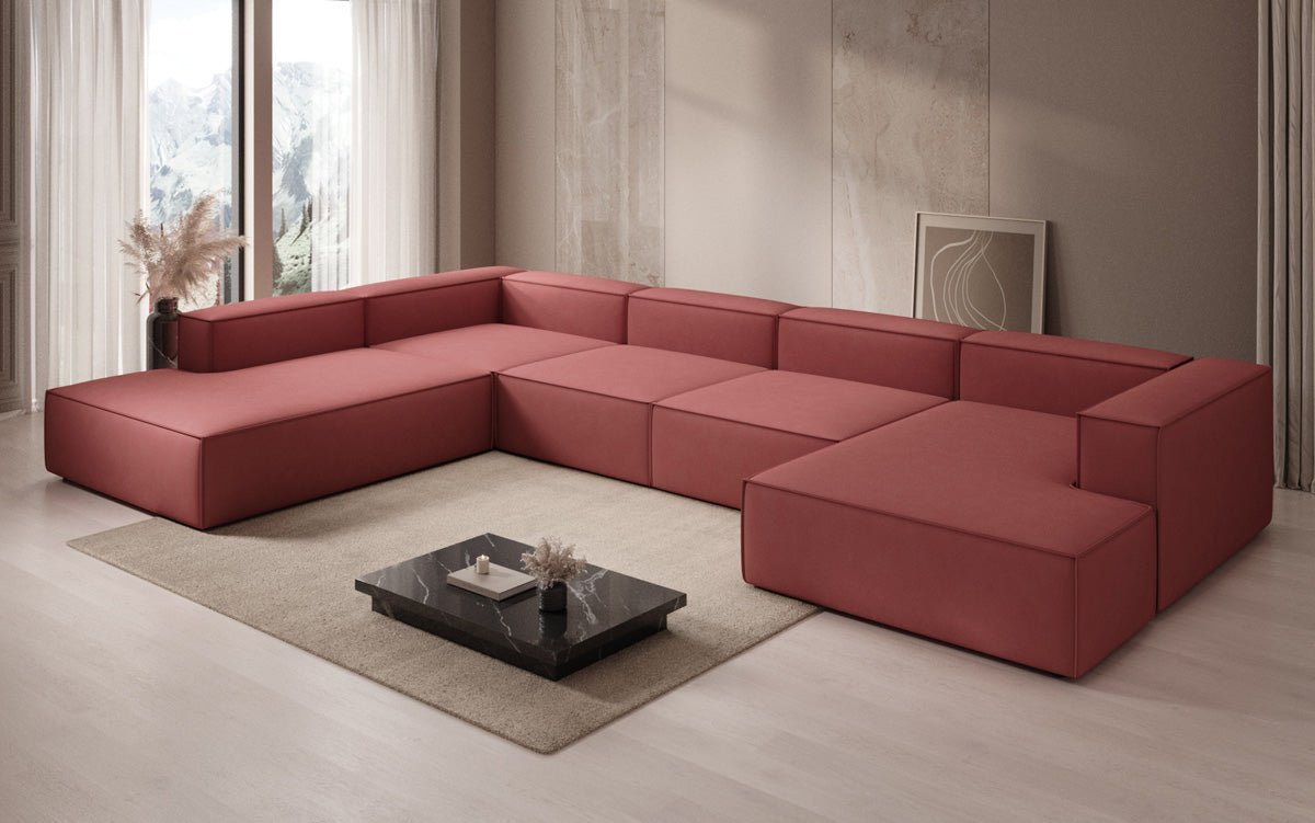 Designer Sofa Lesley U XXL in Stoff
