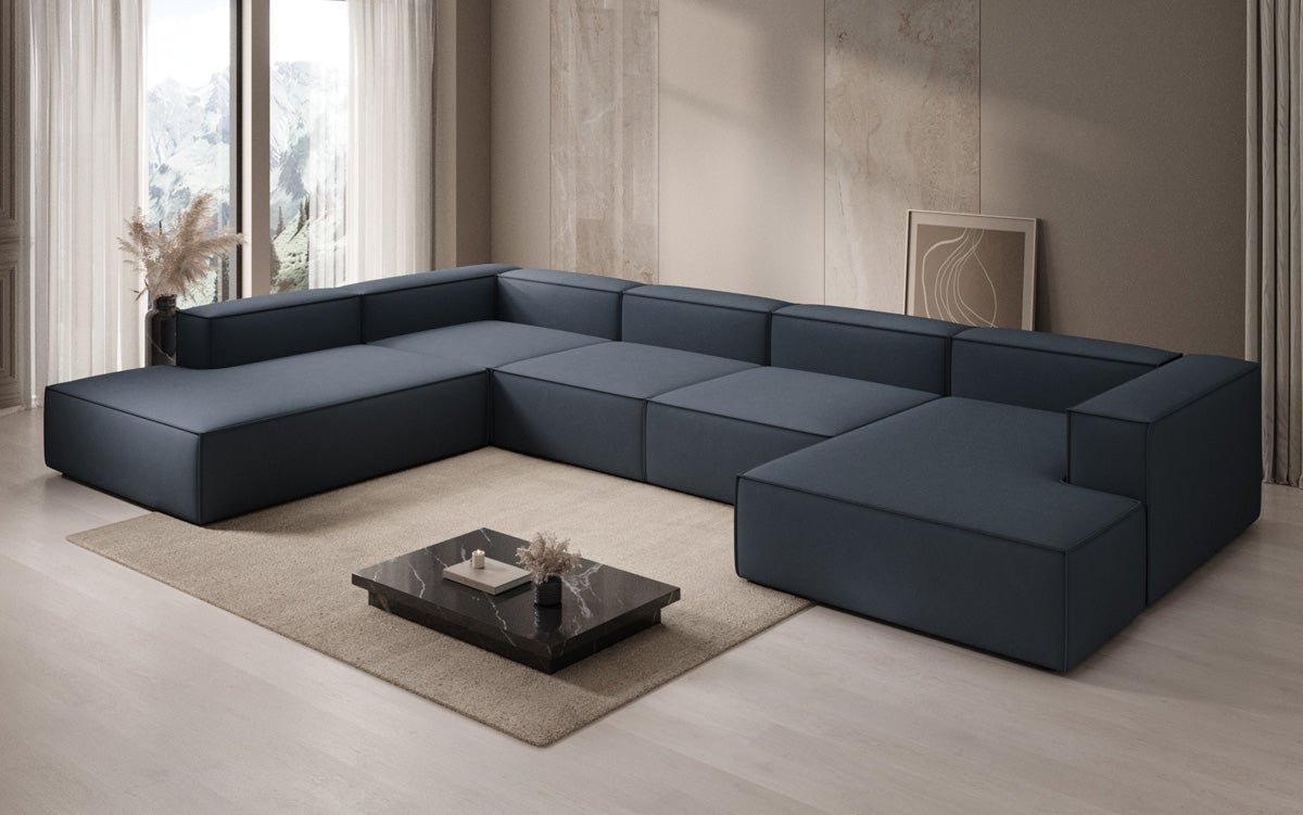 Designer Sofa Lesley U XXL in Stoff