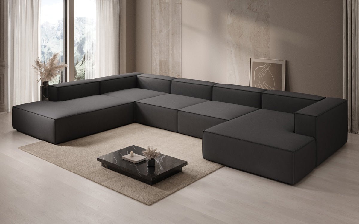 Designer Sofa Lesley U XXL in Stoff