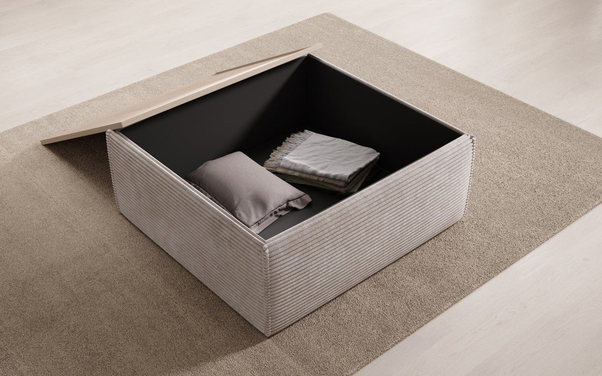 Beistellhocker/Couchtisch Lesley mit Stauraum in Cord