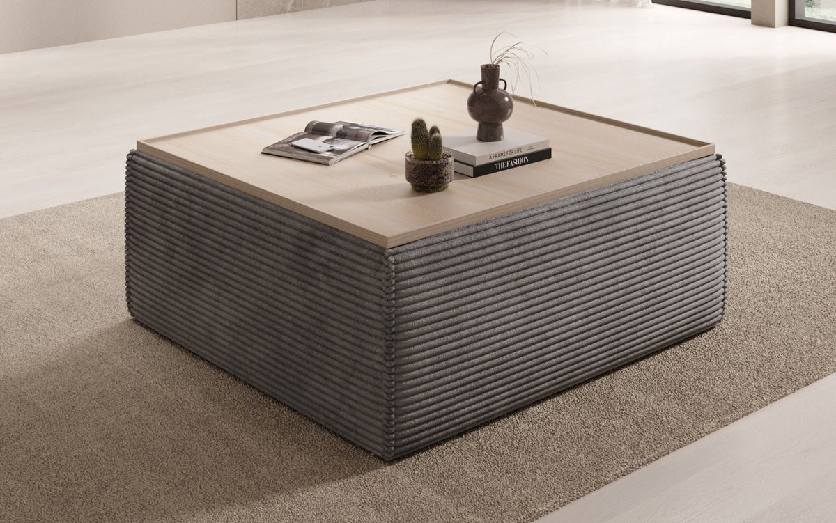 Beistellhocker/Couchtisch Lesley mit Stauraum in Cord