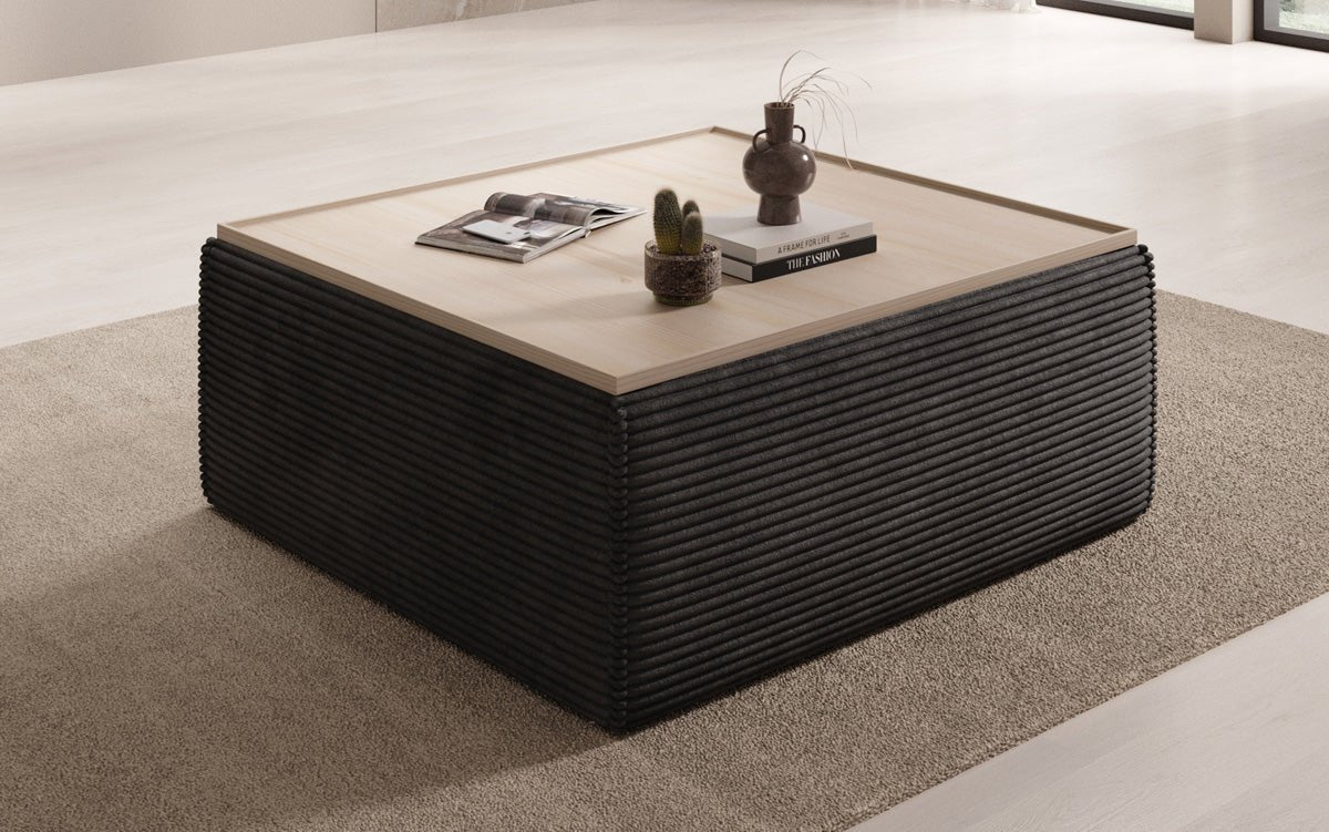 Beistellhocker/Couchtisch Lesley mit Stauraum in Cord