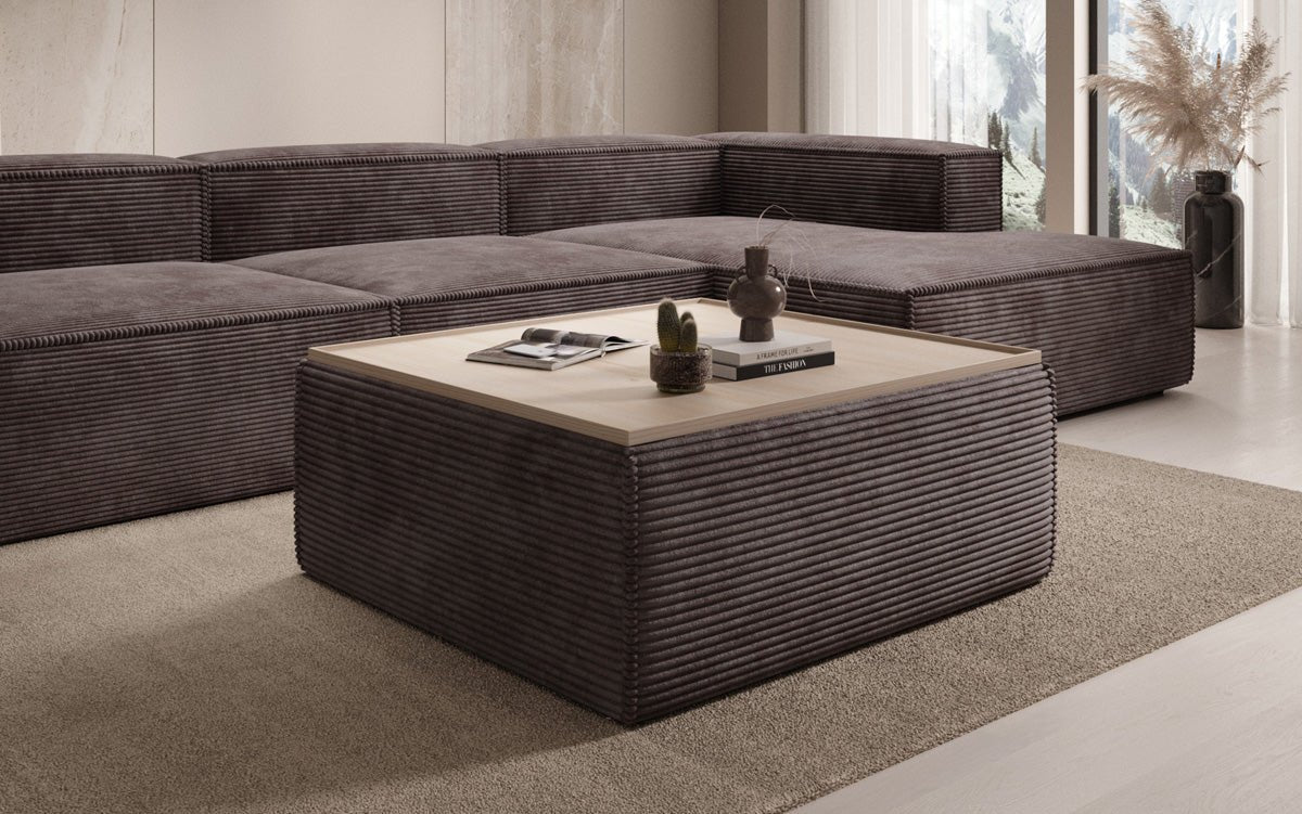 Beistellhocker/Couchtisch Lesley mit Stauraum in Cord