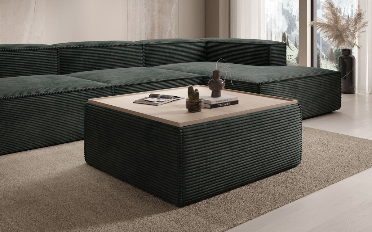 Beistellhocker/Couchtisch Lesley mit Stauraum in Cord