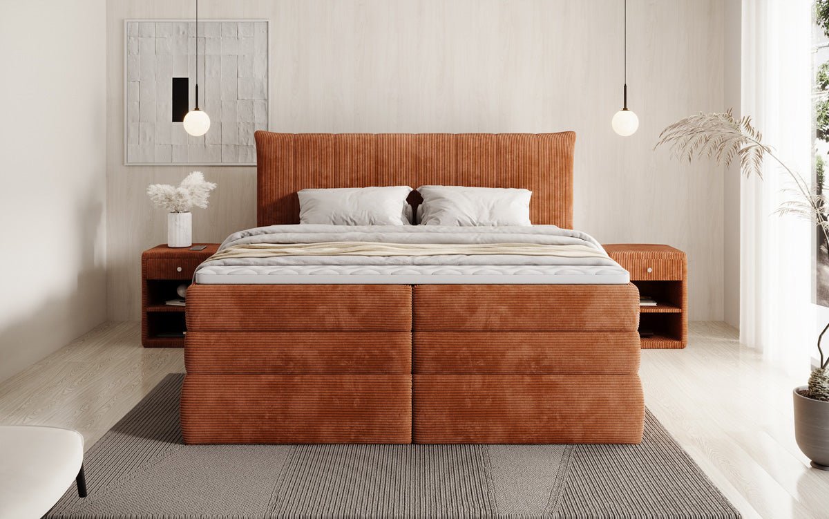 Boxspringbett Stella mit Stauraum in Cord