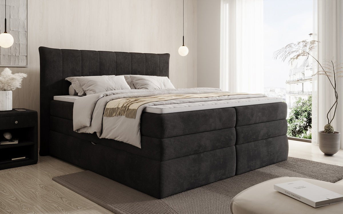 Boxspringbett Stella mit Stauraum in Cord
