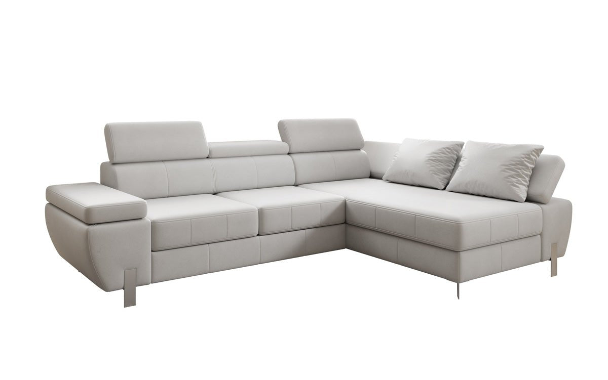 Designer L Sofa Calista mit Schlaffunktion und Stauraum in Echtleder