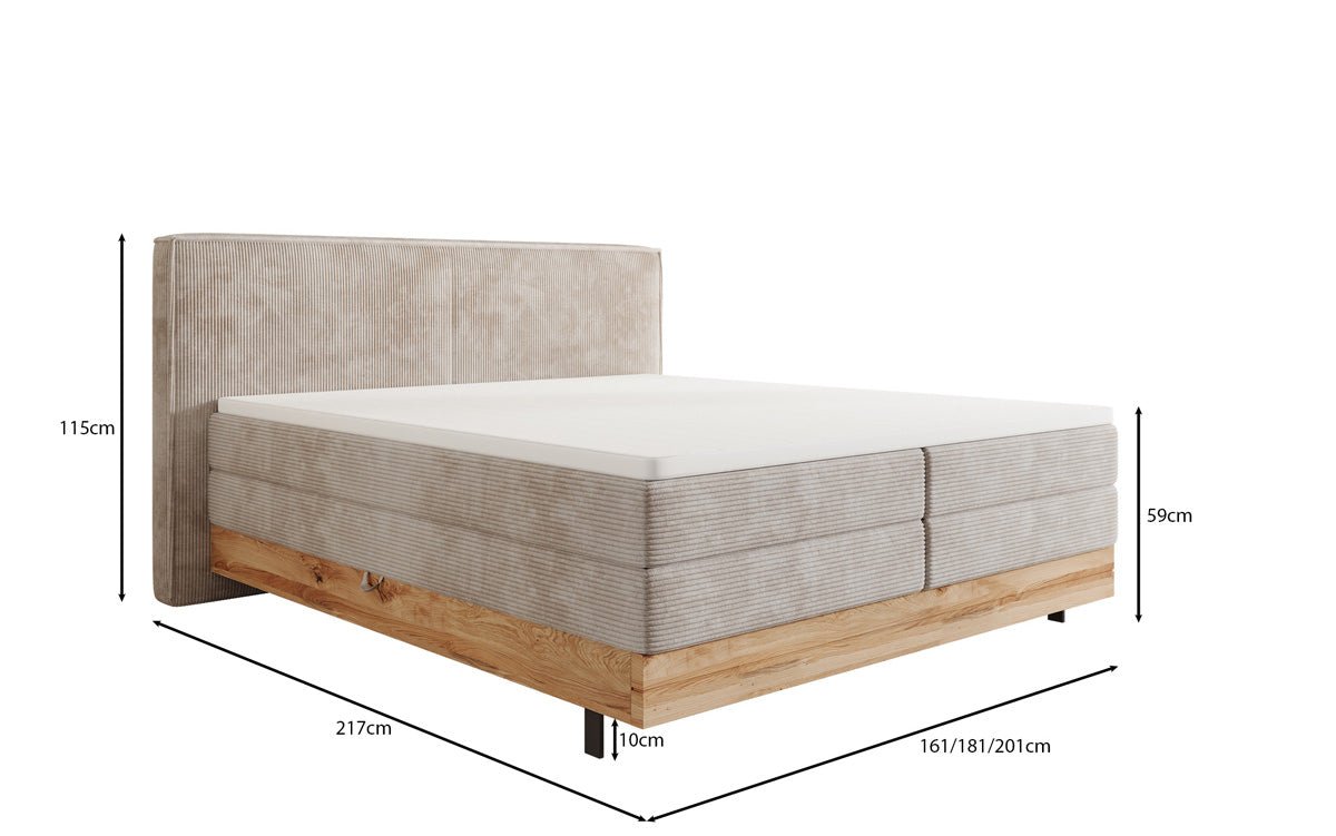 Holzbett/Boxspringbett Nero mit Stauraum in Cord