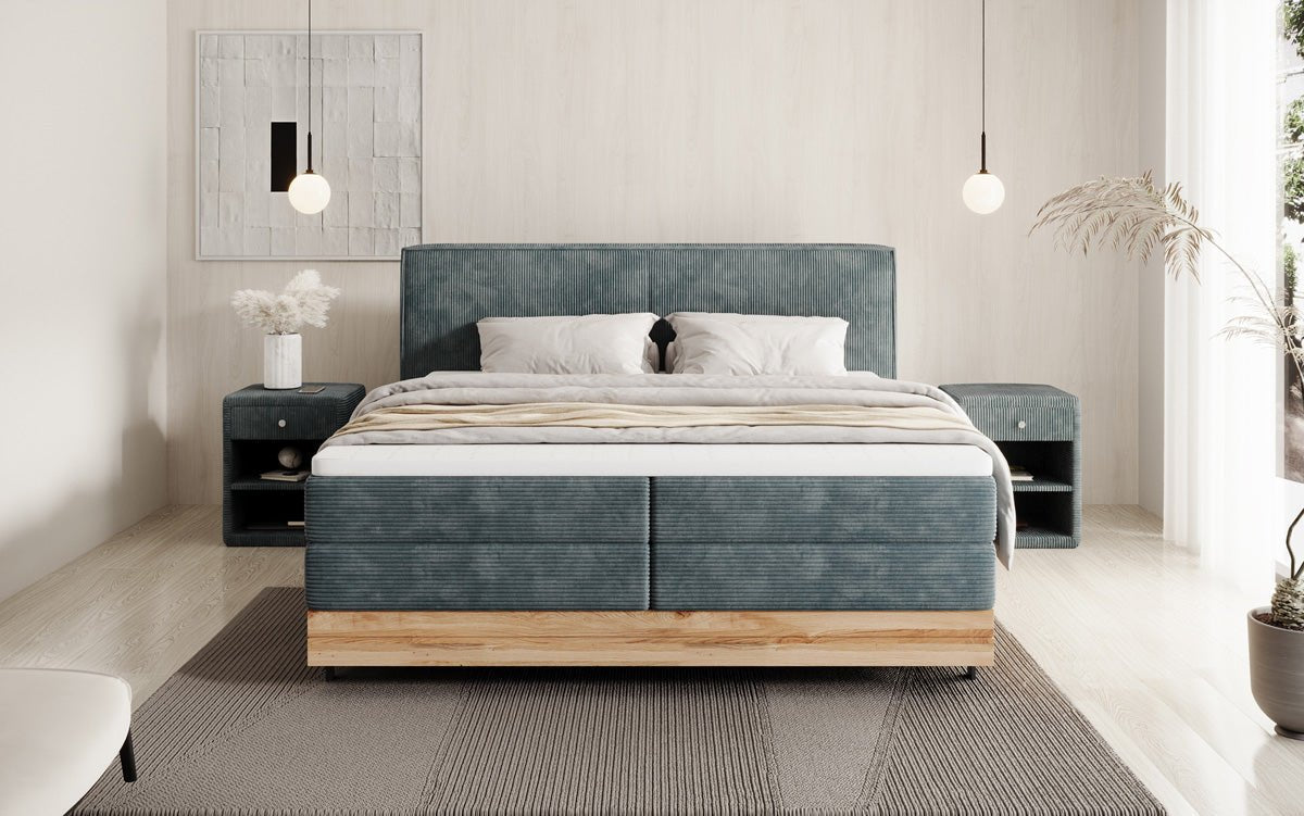 Holzbett/Boxspringbett Nero mit Stauraum in Cord