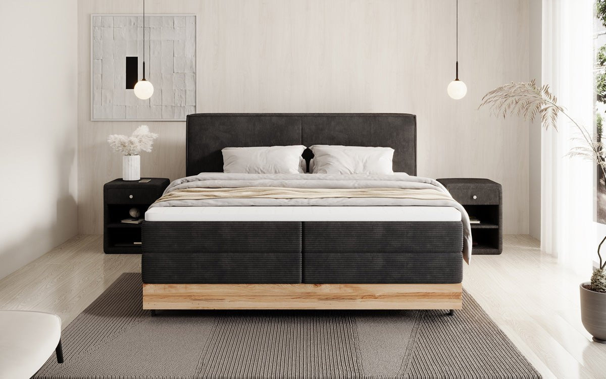 Holzbett/Boxspringbett Nero mit Stauraum in Cord