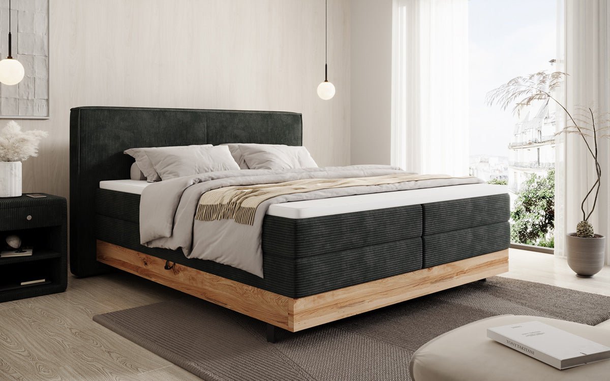 Holzbett/Boxspringbett Nero mit Stauraum in Cord