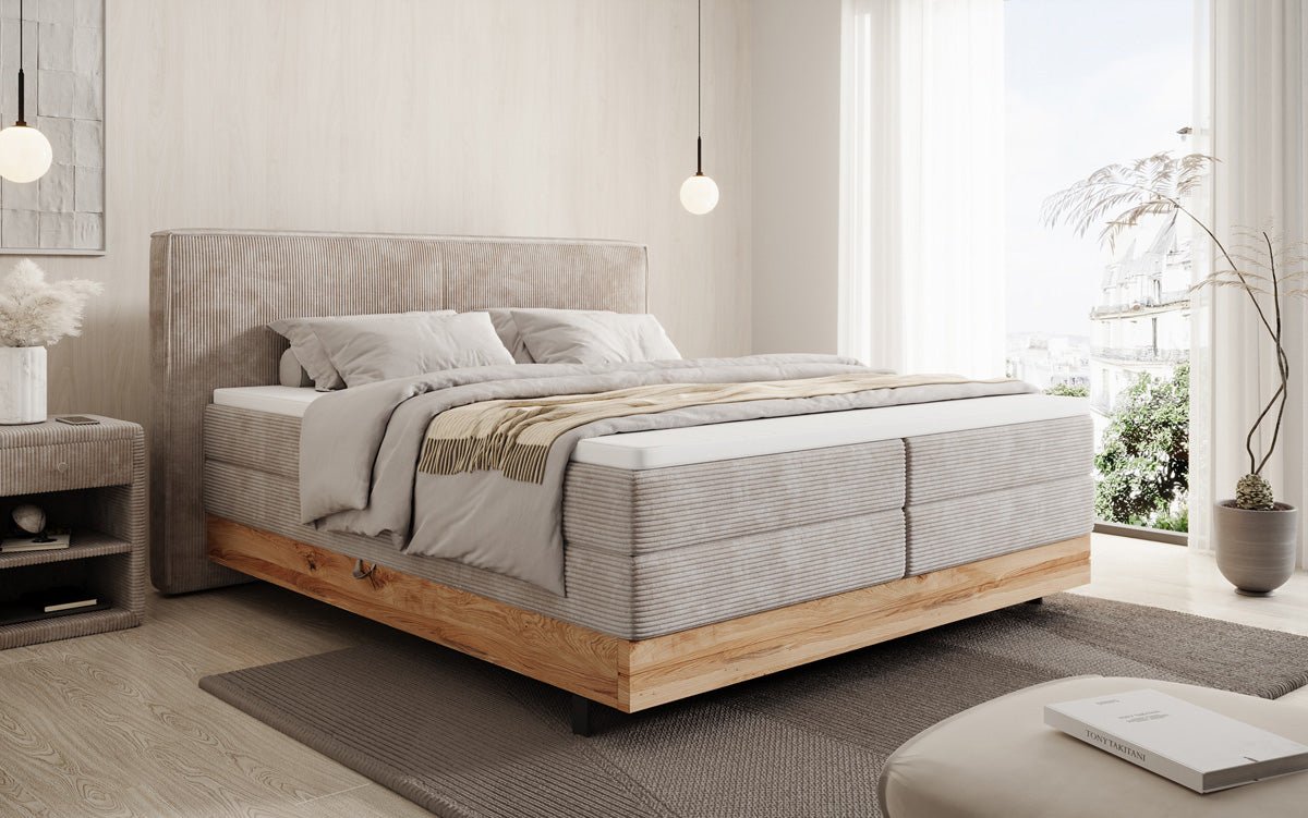 Holzbett/Boxspringbett Nero mit Stauraum in Cord