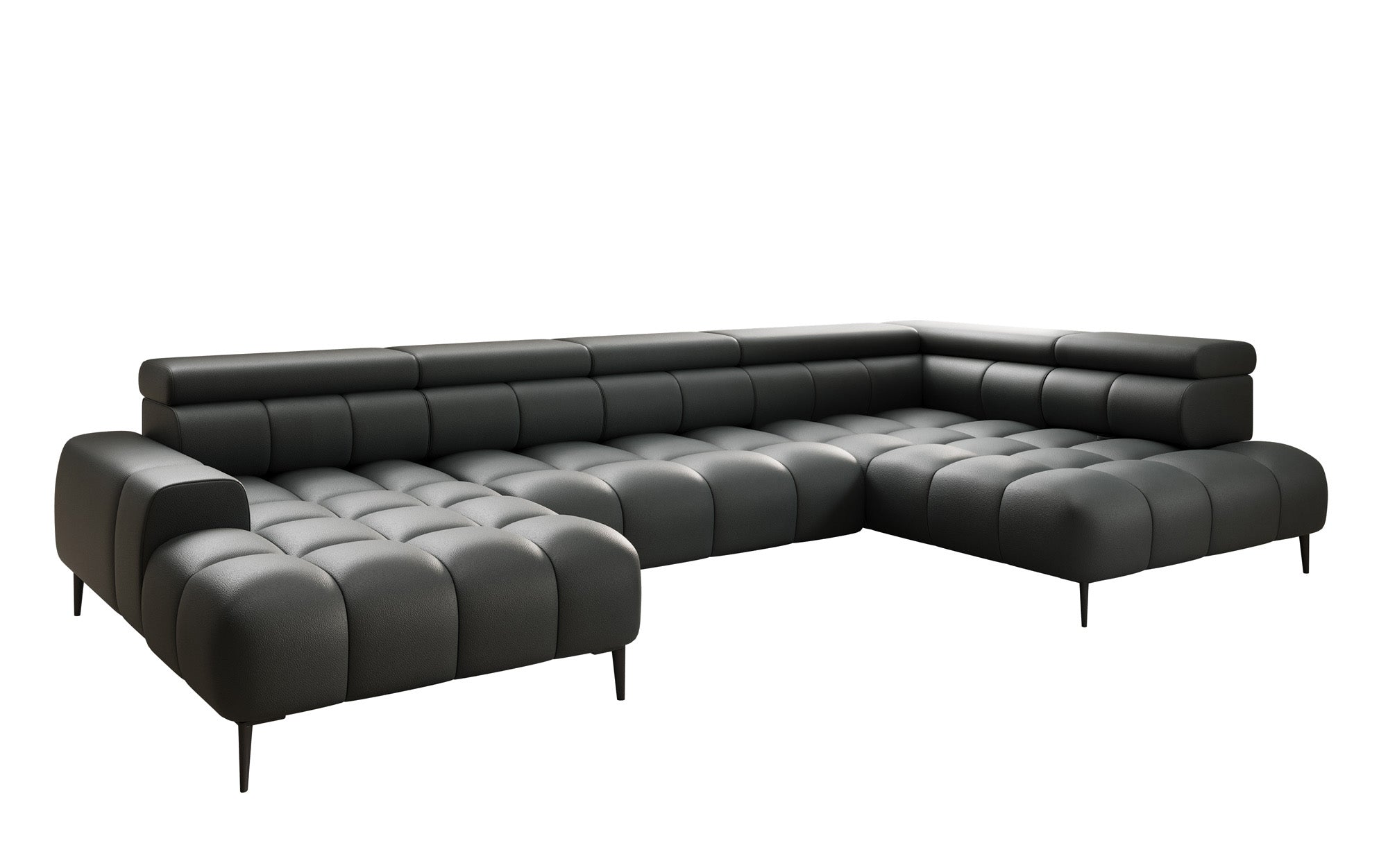 Designer Sofa Ceora U mit elektrischer Schlaffunktion und verstellbarerer Rückenlehne in Echtleder