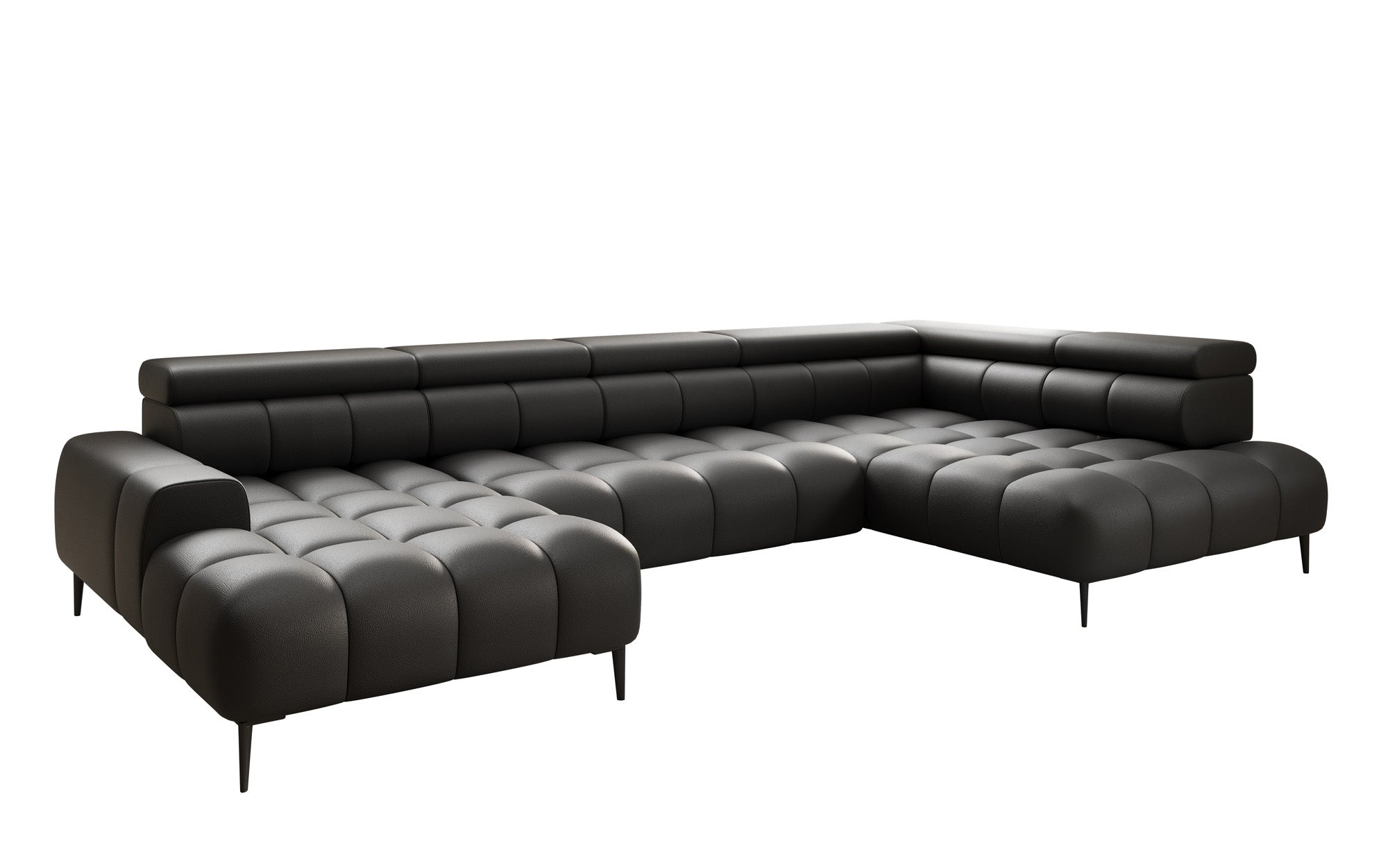 Designer Sofa Ceora U mit elektrischer Schlaffunktion und verstellbarerer Rückenlehne in Echtleder