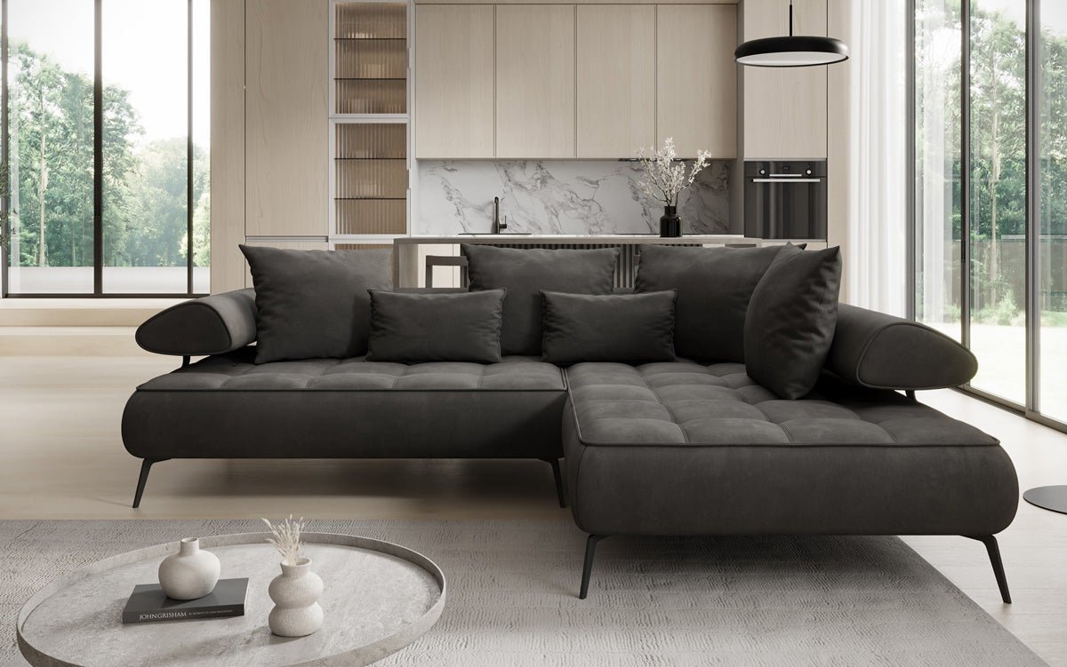 Designer Sofa Sydney L Samt mit elektrischer Schlaffunktion
