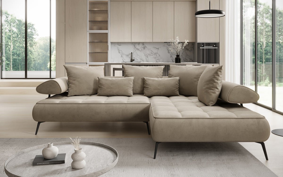 Designer Sofa Sydney L Samt mit elektrischer Schlaffunktion