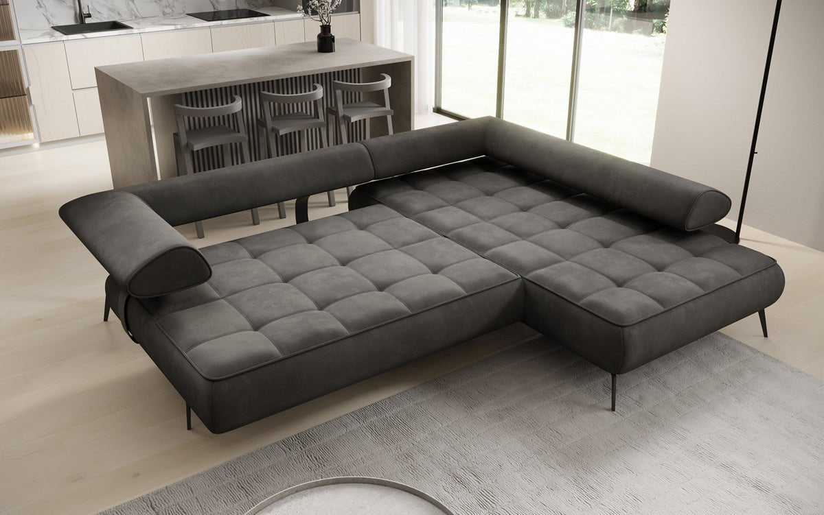 Designer Sofa Sydney L Samt mit elektrischer Schlaffunktion