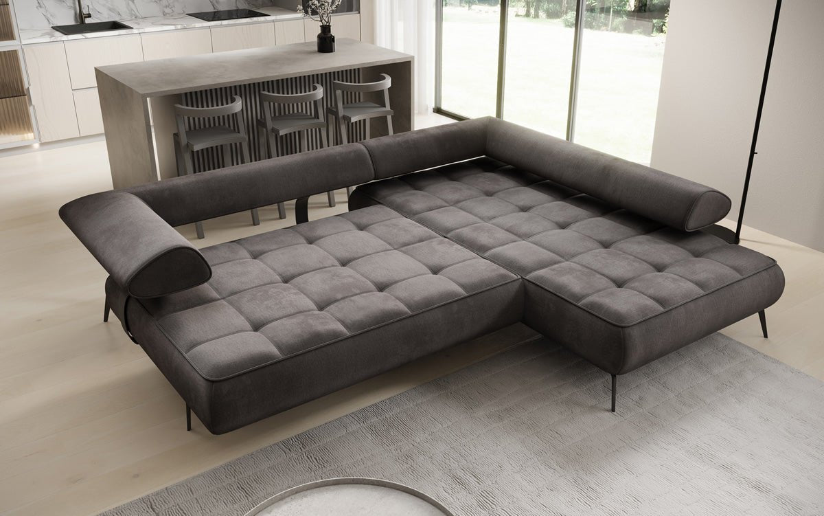 Designer Sofa Sydney L Samt mit elektrischer Schlaffunktion