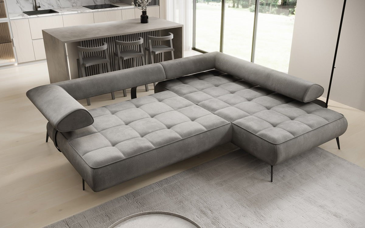 Designer Sofa Sydney L Samt mit elektrischer Schlaffunktion
