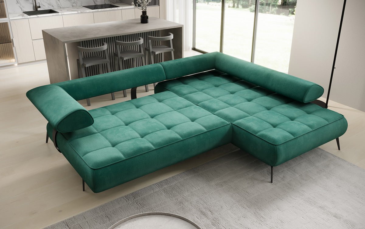 Designer Sofa Sydney L Samt mit elektrischer Schlaffunktion