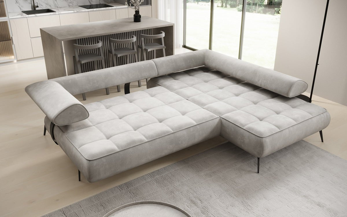 Designer Sofa Sydney L Samt mit elektrischer Schlaffunktion
