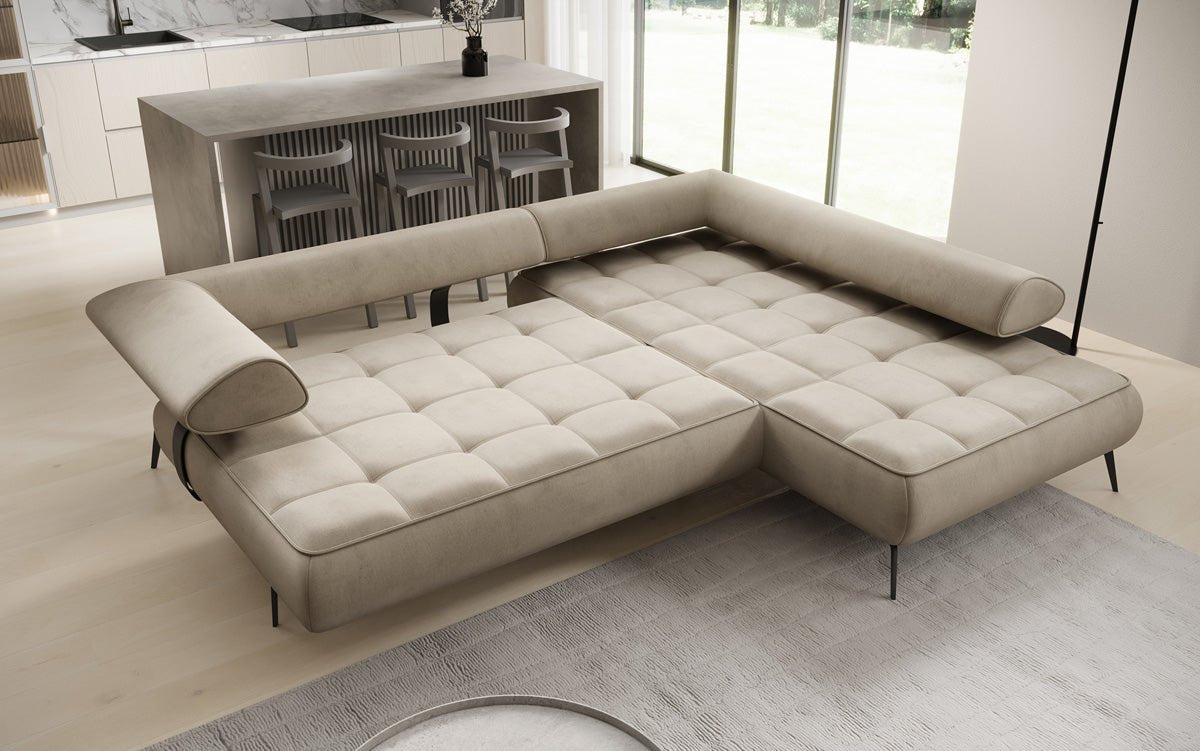 Designer Sofa Sydney L Samt mit elektrischer Schlaffunktion