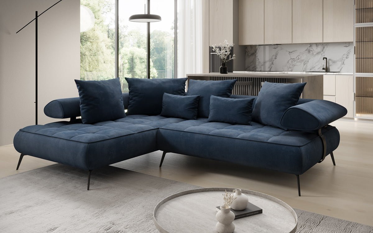 Designer Sofa Sydney L Samt mit elektrischer Schlaffunktion