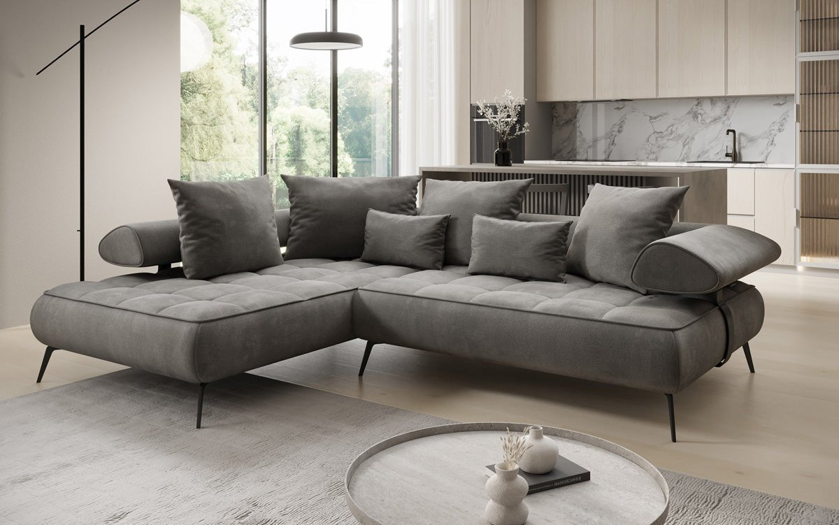Designer Sofa Sydney L Samt mit elektrischer Schlaffunktion