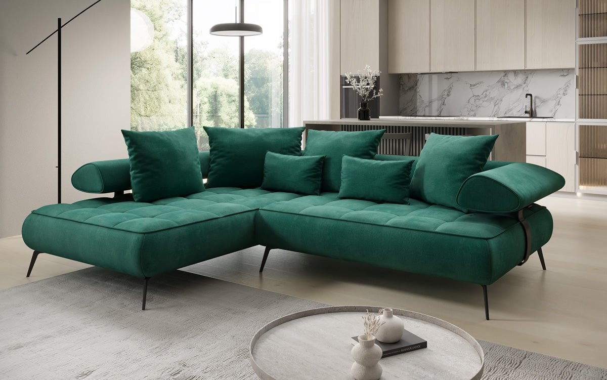 Designer Sofa Sydney L Samt mit elektrischer Schlaffunktion