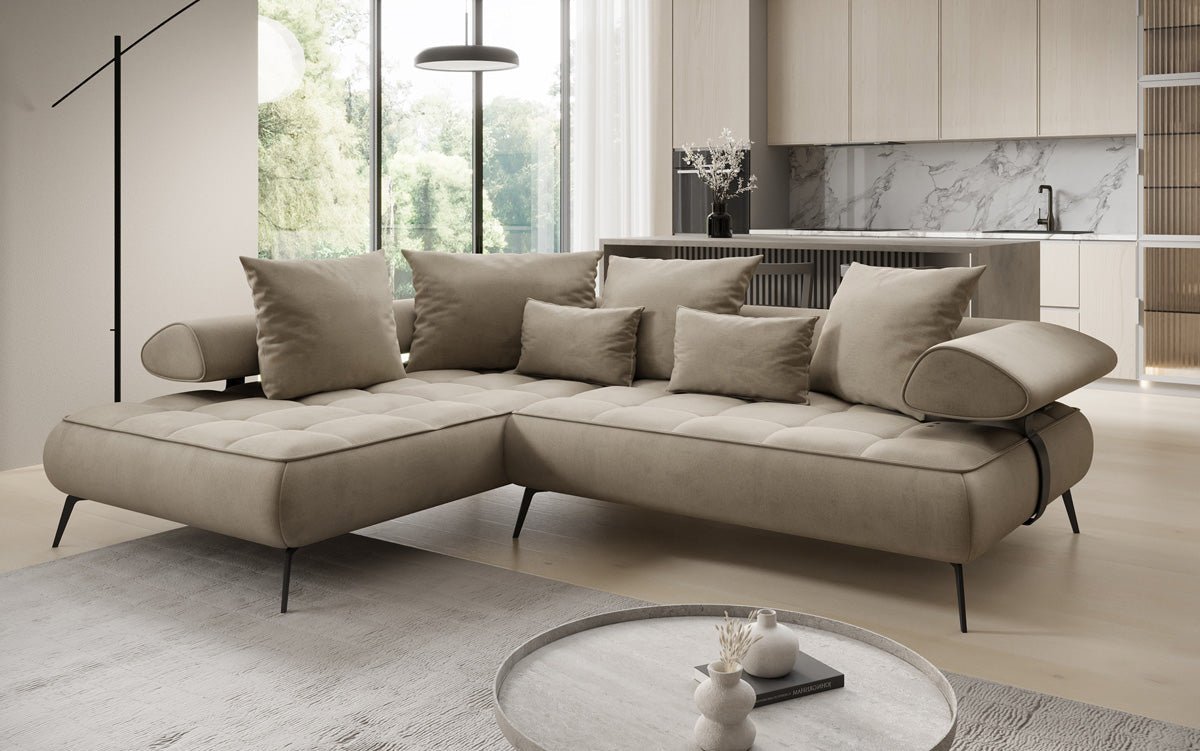 Designer Sofa Sydney L Samt mit elektrischer Schlaffunktion