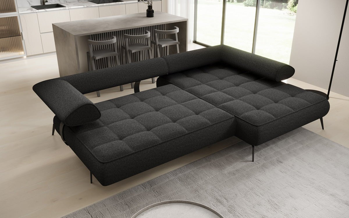 Designer Sofa Sydney L II Bouclé mit elektrischer Schlaffunktion