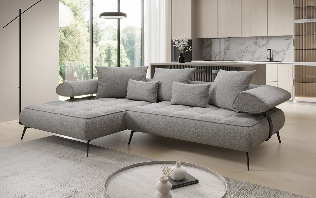 Designer Sofa Sydney L II Bouclé mit elektrischer Schlaffunktion