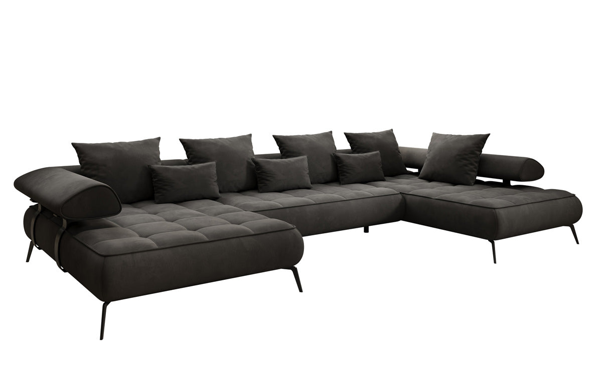 Designer U Sofa Sydney Samt mit elektrischer Schlaffunktion