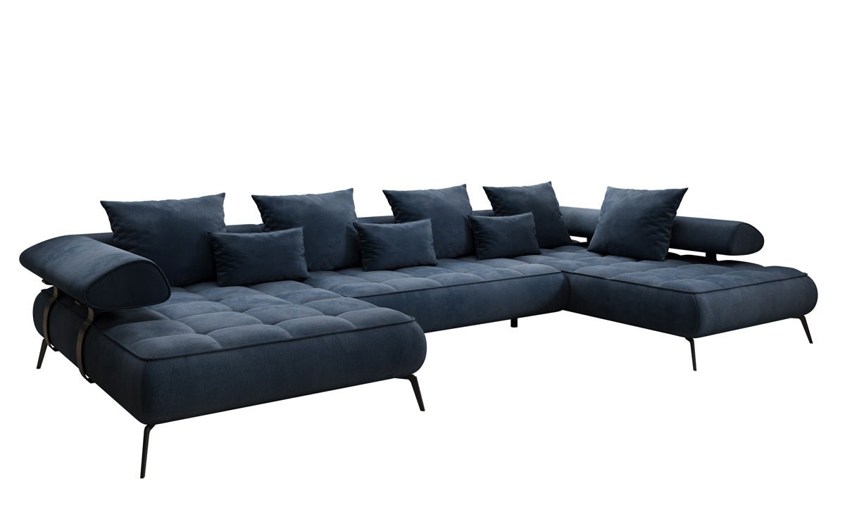Designer U Sofa Sydney Samt mit elektrischer Schlaffunktion