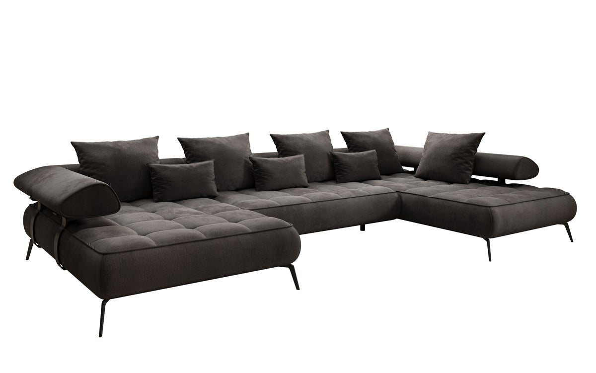 Designer U Sofa Sydney Samt mit elektrischer Schlaffunktion