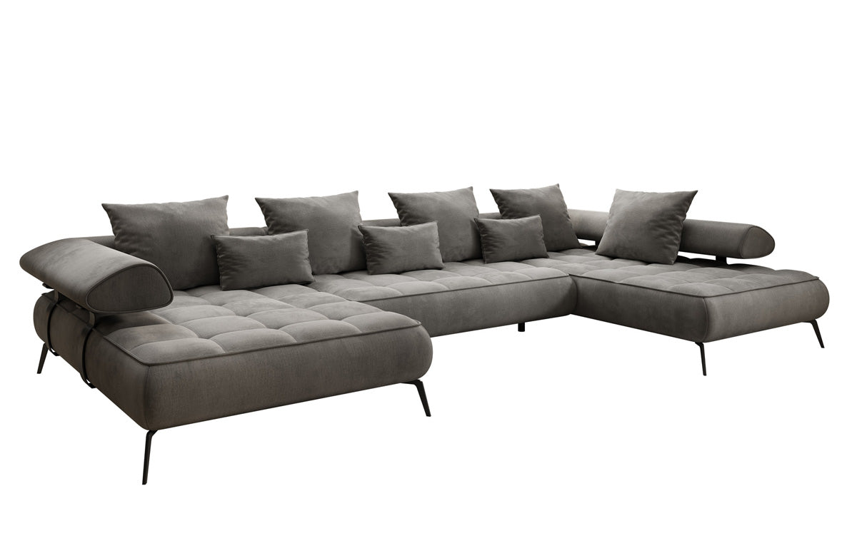 Designer U Sofa Sydney Samt mit elektrischer Schlaffunktion