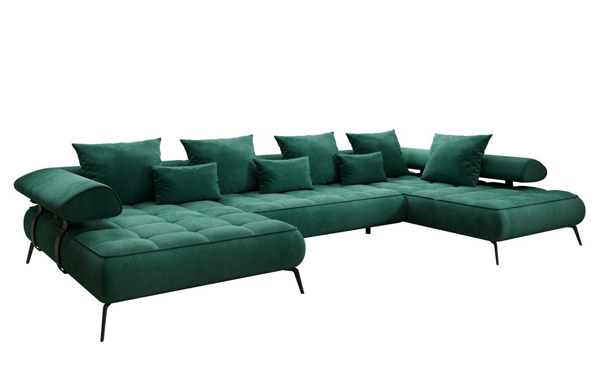 Designer U Sofa Sydney Samt mit elektrischer Schlaffunktion