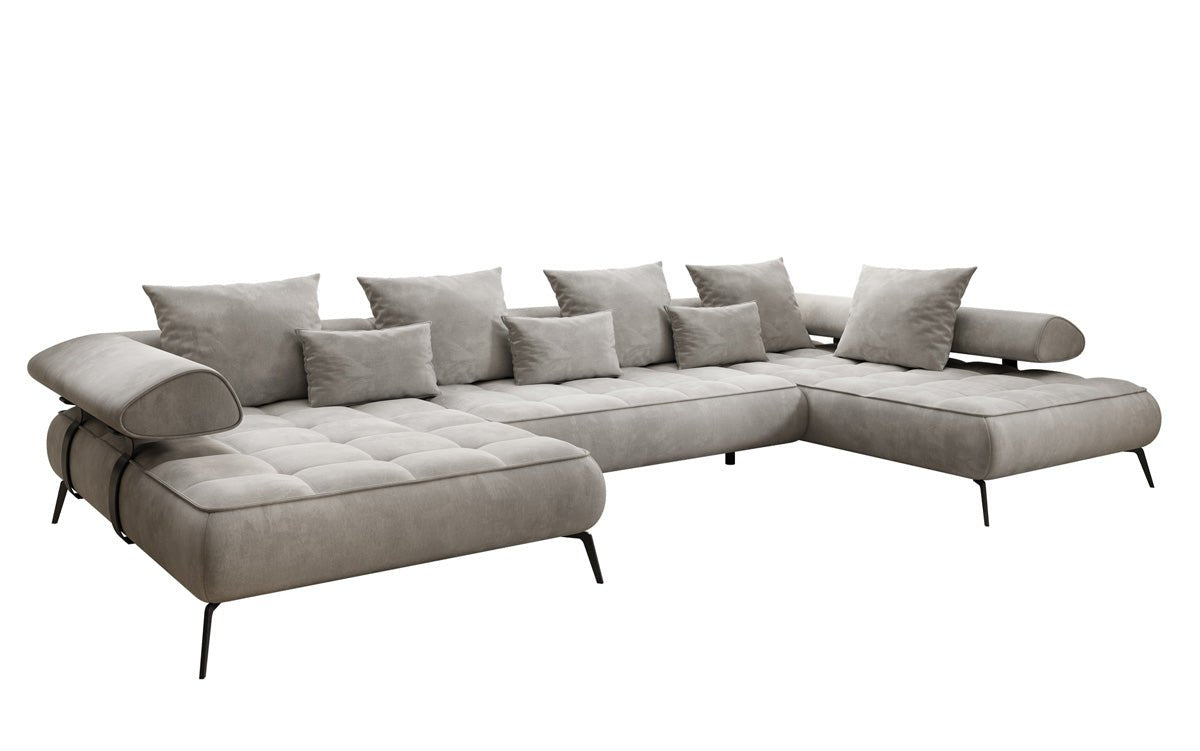 Designer U Sofa Sydney Samt mit elektrischer Schlaffunktion