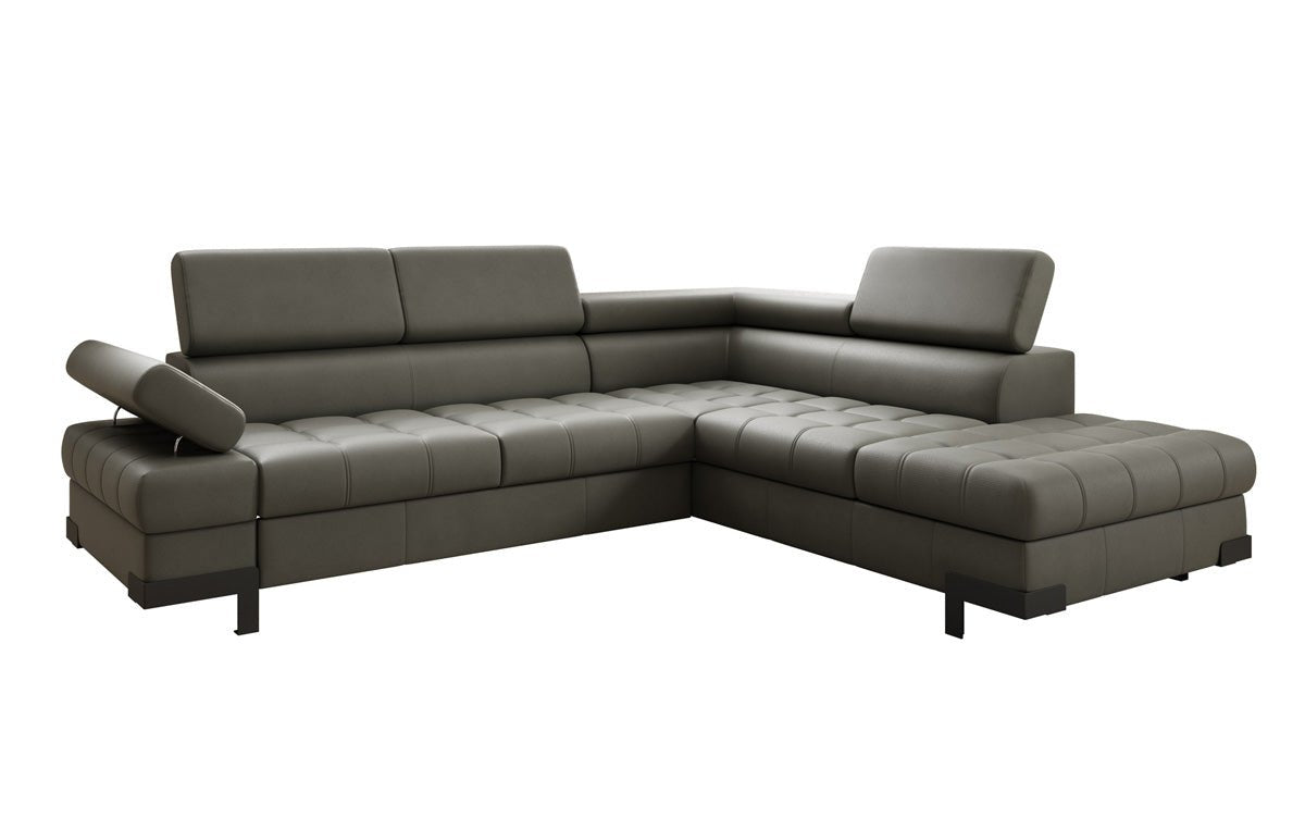 Designer L Sofa Noelia mit Schlaffunktion und Stauraum in Echtleder