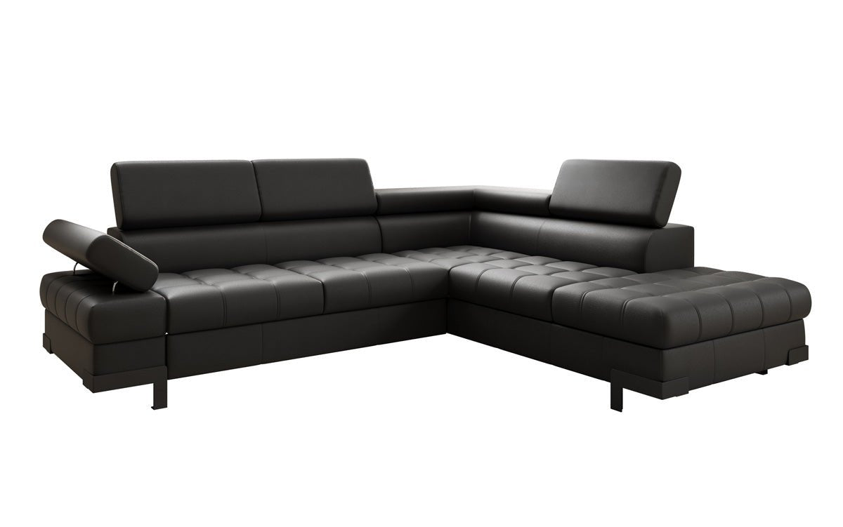 Designer L Sofa Noelia mit Schlaffunktion und Stauraum in Echtleder