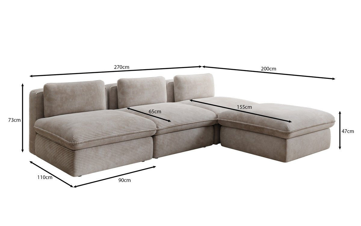 Designer L Sofa Cuddle in Cord