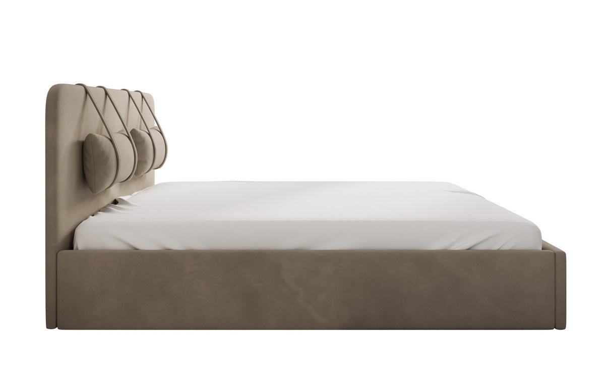 Designer Polsterbett Alma in Samt mit Stauraum