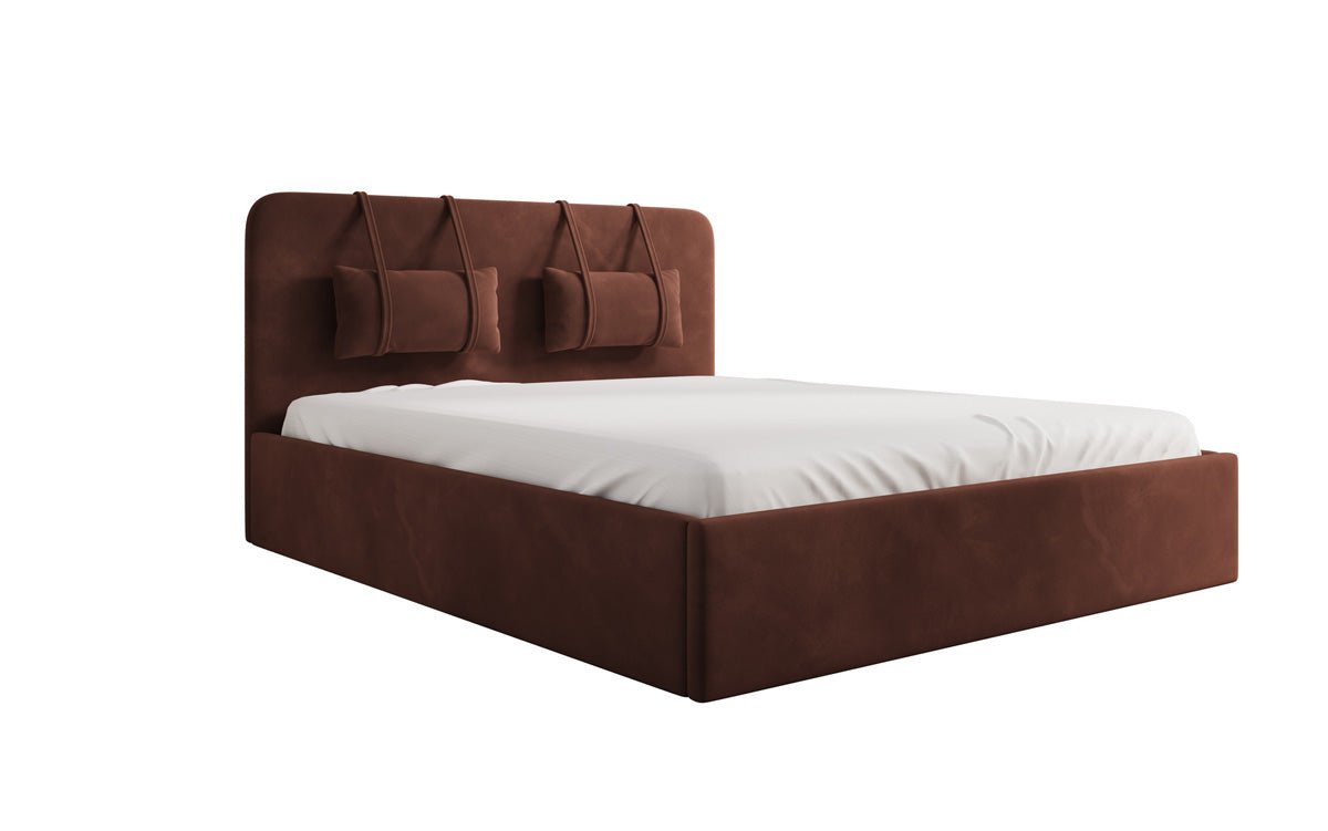 Designer Polsterbett Alma in Samt mit Stauraum