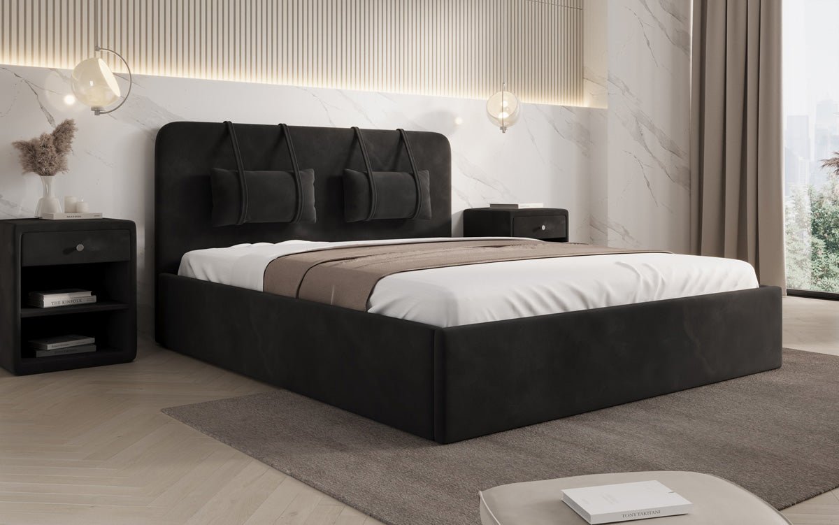 Designer Polsterbett Alma in Samt mit Stauraum