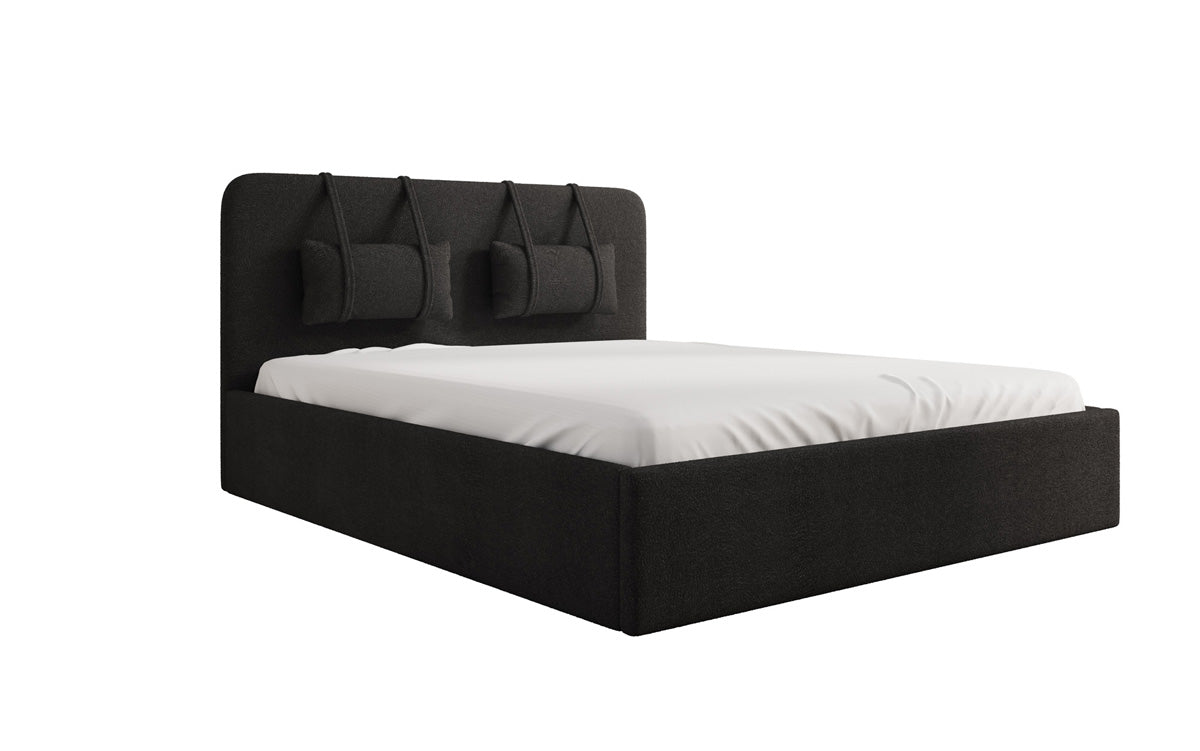 Designer Polsterbett Alma in Bouclé mit Stauraum