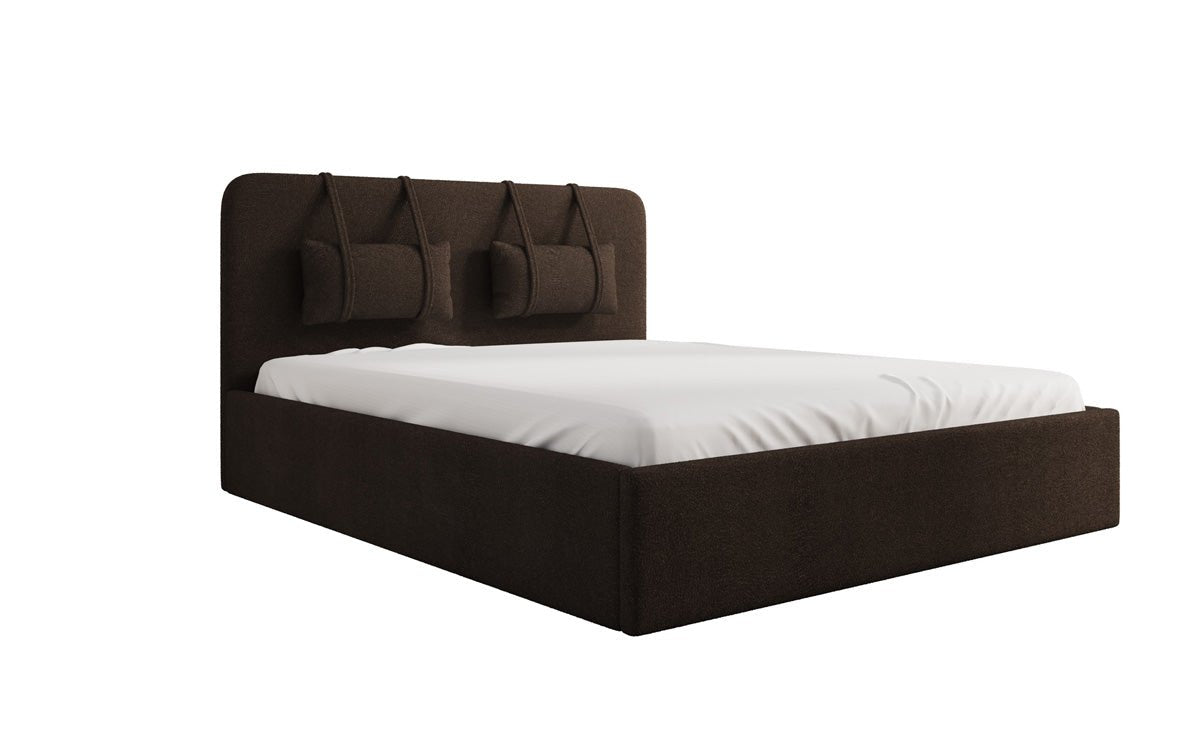 Designer Polsterbett Alma in Bouclé mit Stauraum