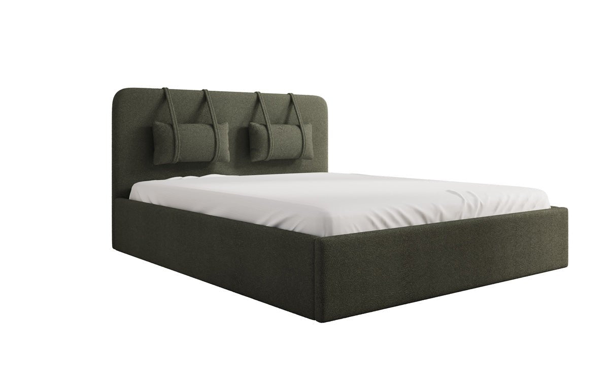 Designer Polsterbett Alma in Bouclé mit Stauraum