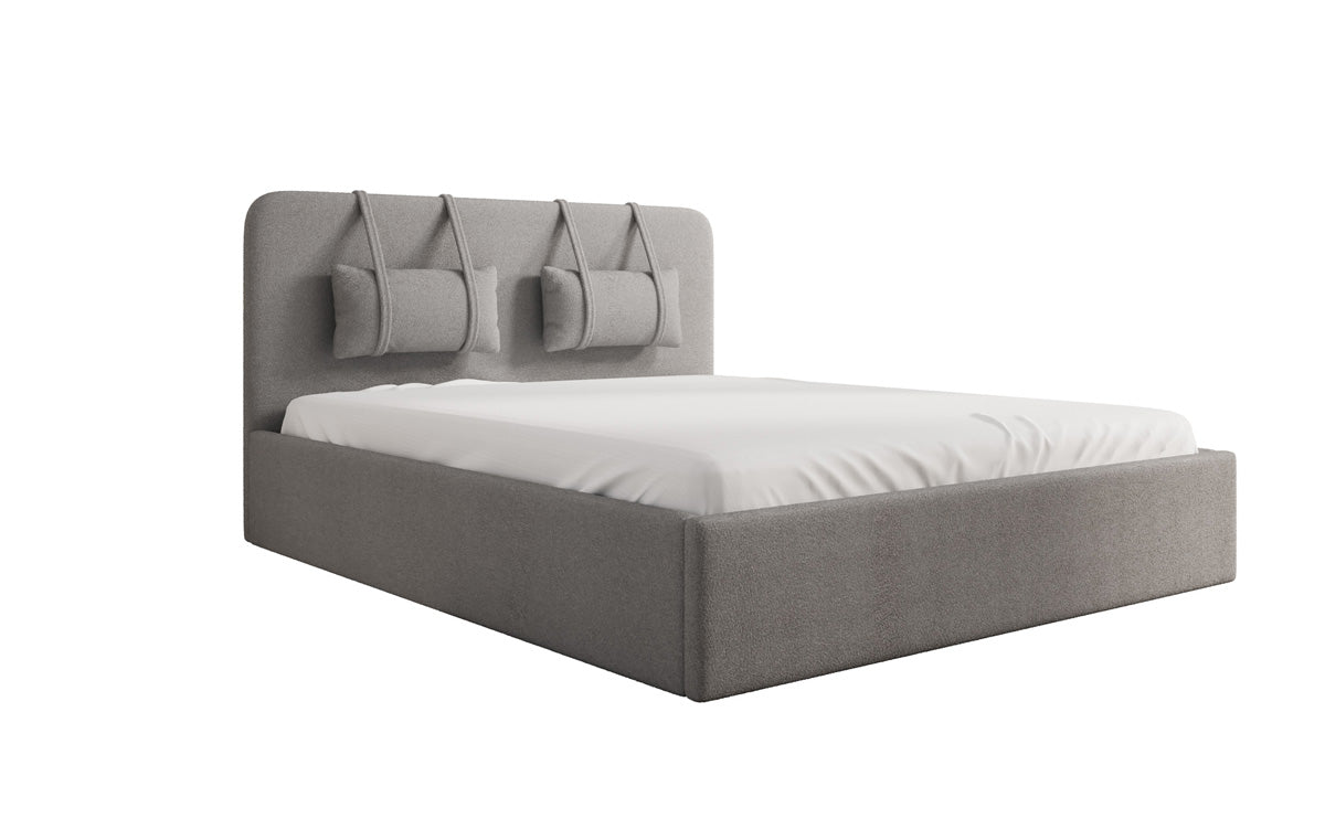 Designer Polsterbett Alma in Bouclé mit Stauraum