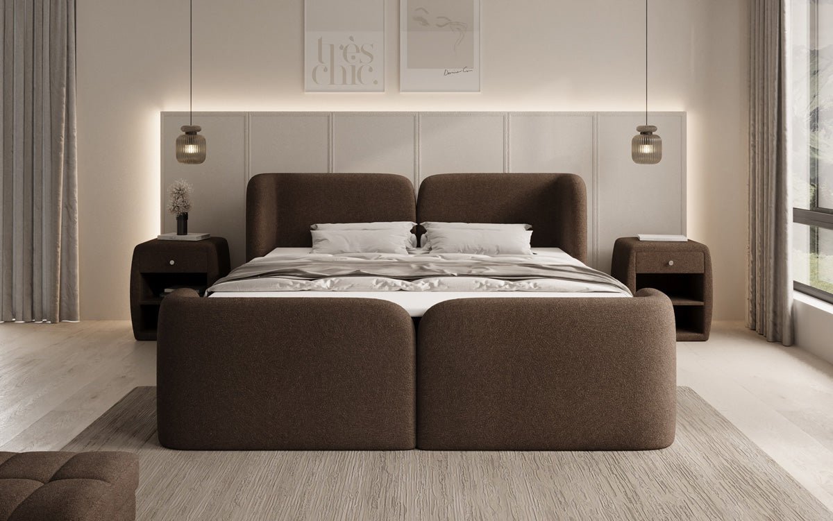 Boxspringbett Riva Bouclé mit Stauraum