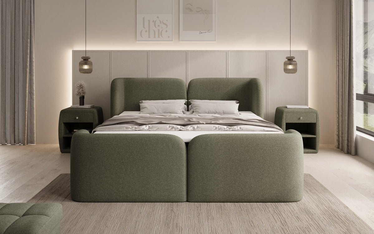 Boxspringbett Riva Bouclé mit Stauraum
